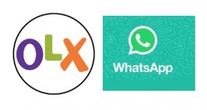 fotografia przedstawia logo platformy sprzedażowej olx i komunikatora whatsapp
