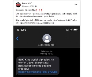 przesłany sms link z informacją że ktoś chce przesłać blikiem 300 zł