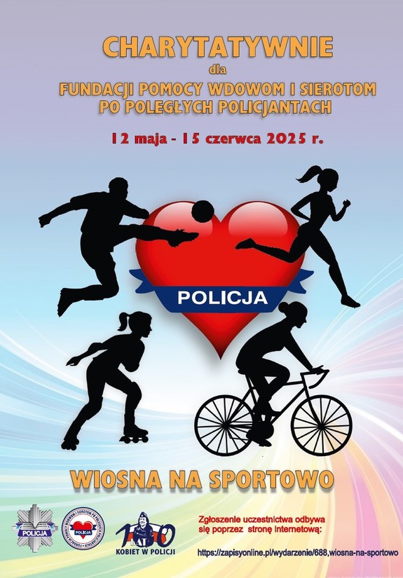 plakat akcji z czerwonym sercem i sportowcami