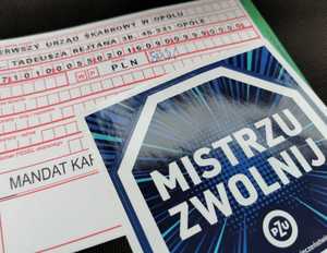 blankiet mandatu i naklejka z hasłem mistrzu zwolnij