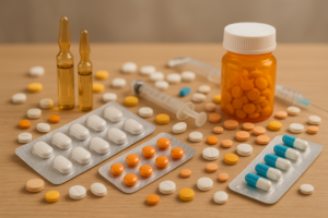 fotografia leków, blistrów, tabletek ampułek i strzykawek