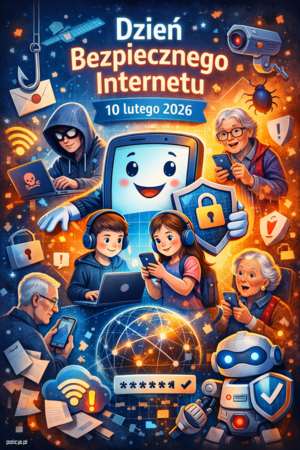 plakat z grafiką dzień bezpiecznego internetu.