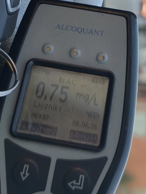 zdjęcia z kontroli prędkości, urządzeń mierników trzeźwości, radiowozów, samochodów i ludzi w procesji